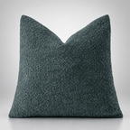 Housse de coussin Fuwari en tissu bouclé, couleur bleu canard