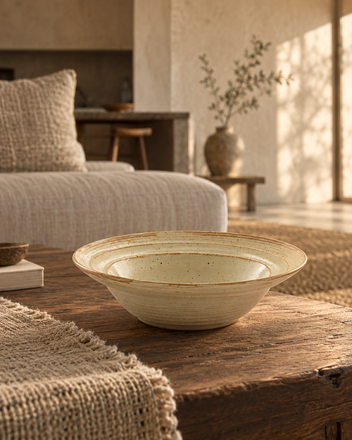 Assiettes creuses Uzu en porcelaine émaillée dans un décor de table – vue 1