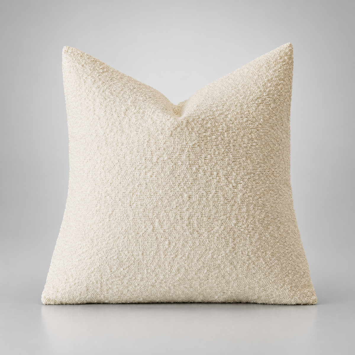 Housse de coussin Fuwari en tissu bouclé, couleur blanc cassé