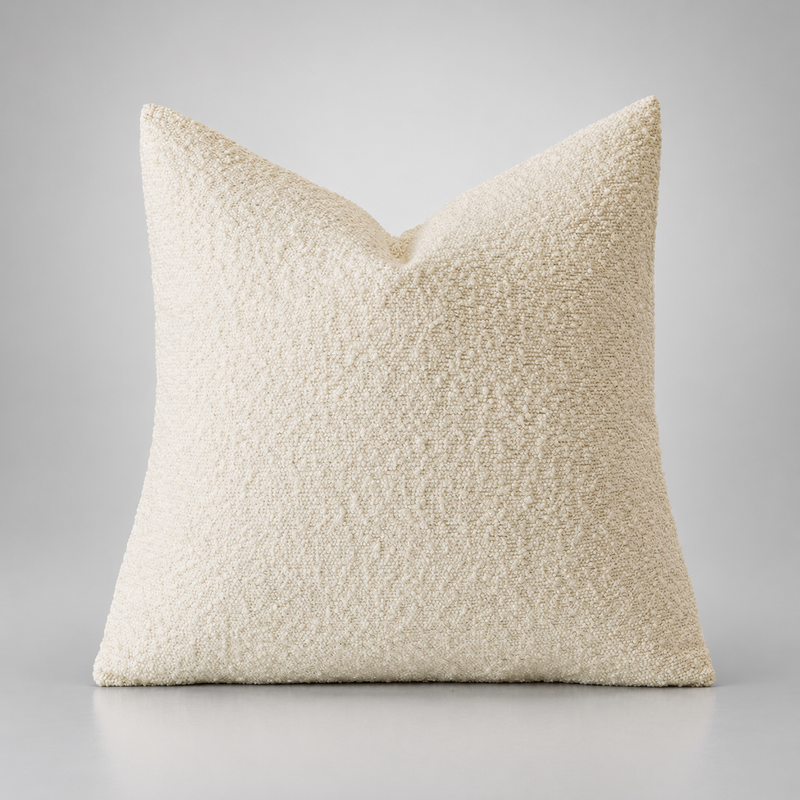 Housse de coussin Fuwari en tissu bouclé, couleur blanc cassé