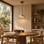 Suspension Ishimori en travertin et bois naturel – vue complémentaire