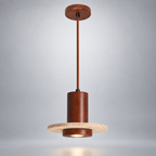 Suspension Enmori en travertin et bois de noyer – vue principale