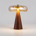 Lampe Kurumori en hévéa massif et verre ambré – vue principale