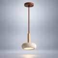 Suspension Ishimori en travertin et bois naturel – vue principale