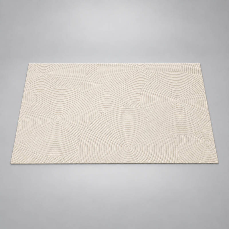 Tapis Sazanami crème à motif de vagues en relief – vue principale