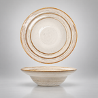 Assiette creuse Uzu en porcelaine émaillée, couleur gris perle