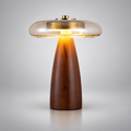 Lampe Kurumaru en hévéa massif et verre soufflé – vue principale