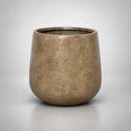Pot de fleurs Nagi en composite minéral, couleur taupe doux
